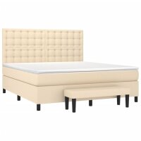 vidaXL Boxspringbett mit Matratze Creme 160x200 cm Stoff