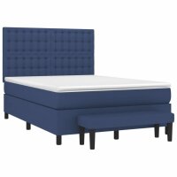 vidaXL Boxspringbett mit Matratze Blau 140x190 cm Stoff