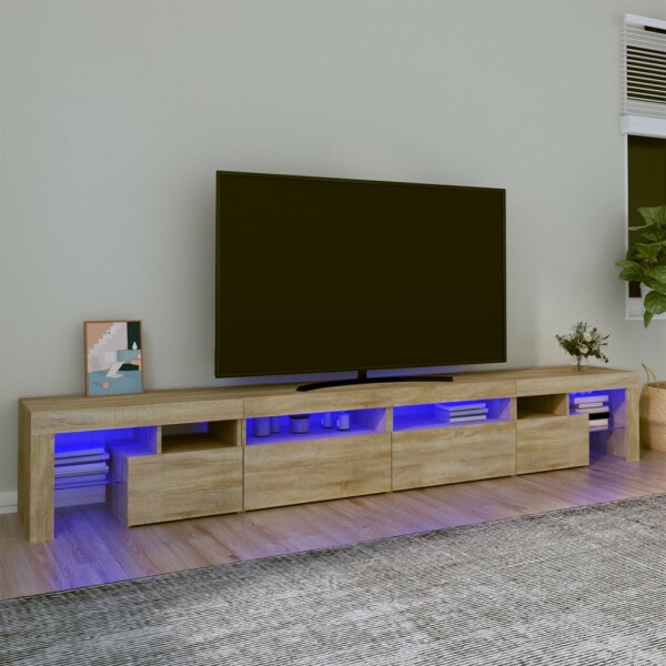 WOWONA TV-Schrank mit LED-Leuchten Sonoma-Eiche 260x36,5x40 cm