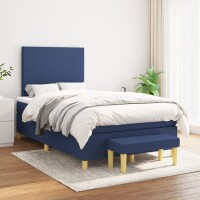 WOWONA Boxspringbett mit Matratze Blau 120x200 cm Stoff