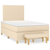 vidaXL Boxspringbett mit Matratze Creme 120x200 cm Stoff