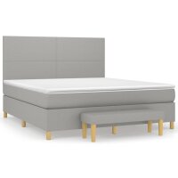 vidaXL Boxspringbett mit Matratze Hellgrau 160x200 cm Stoff