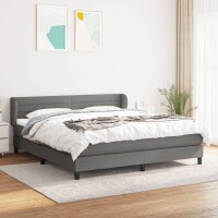 WOWONA Boxspringbett mit Matratze Dunkelgrau 180x200 cm Stoff