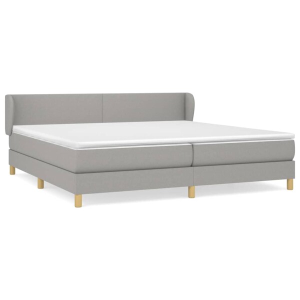 vidaXL Boxspringbett mit Matratze Hellgrau 200x200 cm Stoff