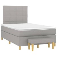 vidaXL Boxspringbett mit Matratze Hellgrau 120x200 cm Stoff