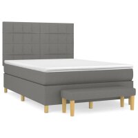 vidaXL Boxspringbett mit Matratze Dunkelgrau 140x190 cm Stoff