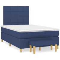 WOWONA Boxspringbett mit Matratze Blau 120x200 cm Stoff