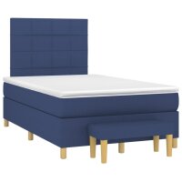 WOWONA Boxspringbett mit Matratze Blau 120x200 cm Stoff