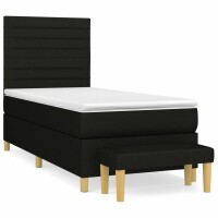 vidaXL Boxspringbett mit Matratze Schwarz 80x200 cm Stoff