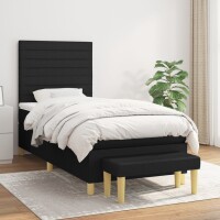 vidaXL Boxspringbett mit Matratze Schwarz 80x200 cm Stoff