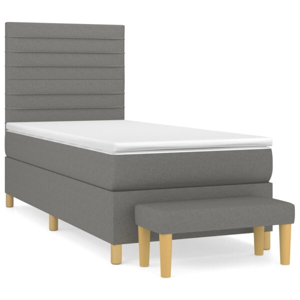 vidaXL Boxspringbett mit Matratze Dunkelgrau 90x190 cm Stoff