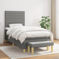 vidaXL Boxspringbett mit Matratze Dunkelgrau 90x190 cm Stoff