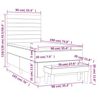 vidaXL Boxspringbett mit Matratze Dunkelgrau 90x190 cm Stoff