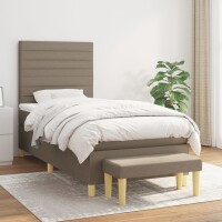 vidaXL Boxspringbett mit Matratze Taupe 90x190 cm Stoff