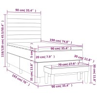 vidaXL Boxspringbett mit Matratze Taupe 90x190 cm Stoff