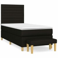 vidaXL Boxspringbett mit Matratze Schwarz 90x200 cm Stoff