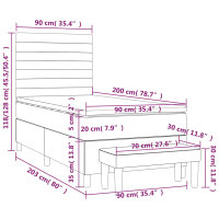 vidaXL Boxspringbett mit Matratze Dunkelbraun 90x200 cm Stoff