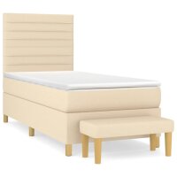 vidaXL Boxspringbett mit Matratze Creme 90x200 cm Stoff