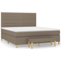 vidaXL Boxspringbett mit Matratze Taupe 160x200 cm Stoff