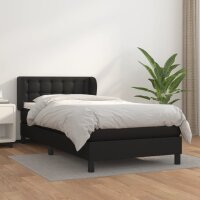 vidaXL Boxspringbett mit Matratze Schwarz 100x200 cm Kunstleder