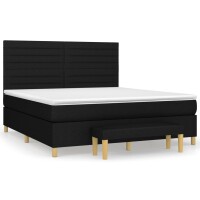 vidaXL Boxspringbett mit Matratze Schwarz 180x200 cm Stoff