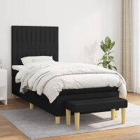 vidaXL Boxspringbett mit Matratze Schwarz 80x200 cm Stoff