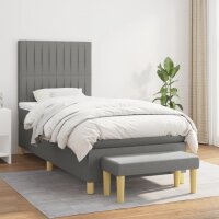 vidaXL Boxspringbett mit Matratze Dunkelgrau 90x190 cm Stoff