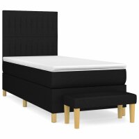 vidaXL Boxspringbett mit Matratze Schwarz 90x190 cm Stoff