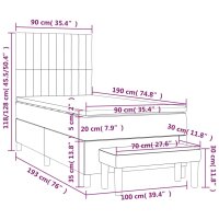 vidaXL Boxspringbett mit Matratze Schwarz 90x190 cm Stoff