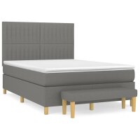 vidaXL Boxspringbett mit Matratze Dunkelgrau 140x190 cm Stoff