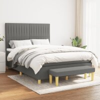 vidaXL Boxspringbett mit Matratze Dunkelgrau 140x190 cm Stoff