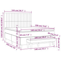 vidaXL Boxspringbett mit Matratze Dunkelgrau 140x190 cm Stoff