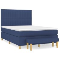 vidaXL Boxspringbett mit Matratze Blau 140x190 cm Stoff