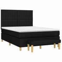 vidaXL Boxspringbett mit Matratze Schwarz 140x200 cm Stoff