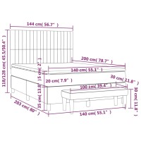 vidaXL Boxspringbett mit Matratze Schwarz 140x200 cm Stoff