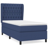 WOWONA Boxspringbett mit Matratze Blau 90x190 cm Stoff