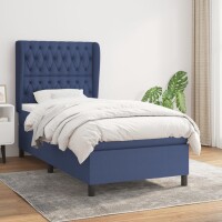 WOWONA Boxspringbett mit Matratze Blau 90x190 cm Stoff