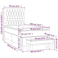 vidaXL Boxspringbett mit Matratze Taupe 90x190 cm Stoff