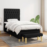 WOWONA Boxspringbett mit Matratze Schwarz 100x200 cm Stoff