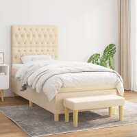 WOWONA Boxspringbett mit Matratze Creme 100x200 cm Stoff