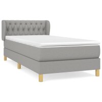 vidaXL Boxspringbett mit Matratze Hellgrau 100x200 cm Stoff