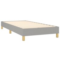 vidaXL Boxspringbett mit Matratze &amp; LED Hellgrau 100x200 cm Stoff