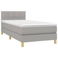 vidaXL Boxspringbett mit Matratze Hellgrau 100x200 cm Stoff