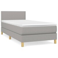 vidaXL Boxspringbett mit Matratze Hellgrau 100x200 cm Stoff