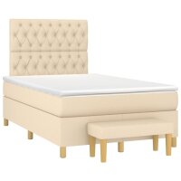 WOWONA Boxspringbett mit Matratze Creme 120x200 cm Stoff