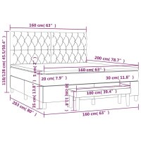 vidaXL Boxspringbett mit Matratze Dunkelgrau 160x200 cm Stoff