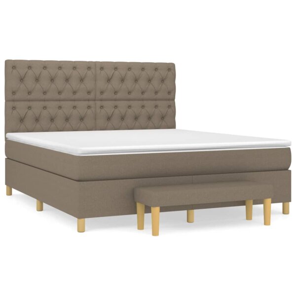 vidaXL Boxspringbett mit Matratze Taupe 160x200 cm Stoff