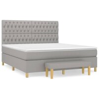 vidaXL Boxspringbett mit Matratze Hellgrau 180x200 cm Stoff