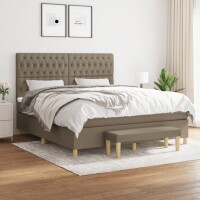 vidaXL Boxspringbett mit Matratze Taupe 180x200 cm Stoff