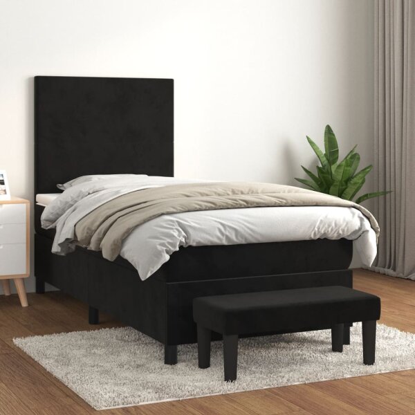 vidaXL Boxspringbett mit Matratze Schwarz 80x200 cm Samt